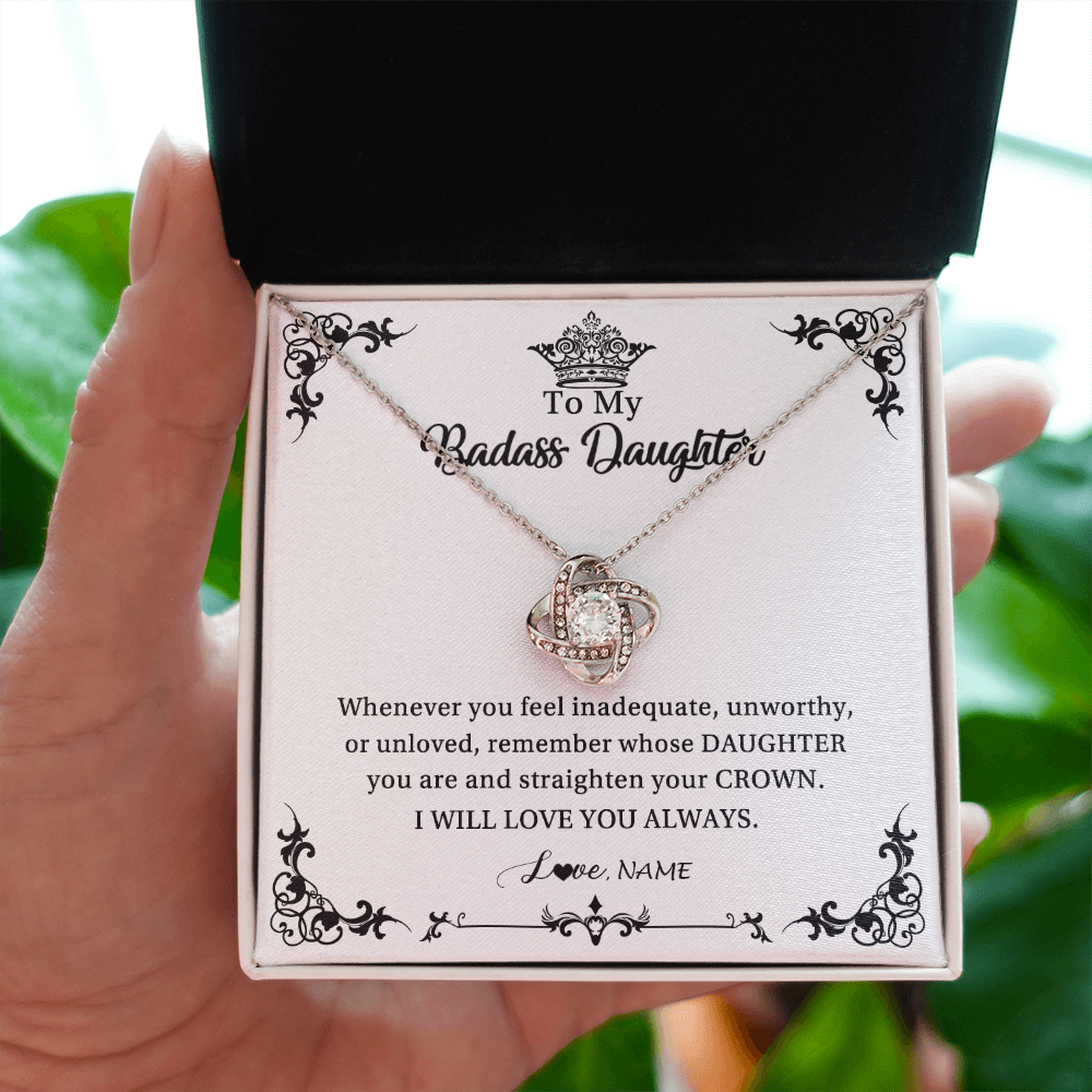 Love Knot Necklace | Personalized To My Daughter Necklace From Dad Mom I Will Love You Always Daughter Jewelry Birthday Graduation Christmas Customized Message Card | teecentury