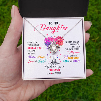 Love Knot Necklace | Personalized To My Daughter Necklace From Dad Mom Mother I Squeezed This Necklace Daughter Birthday Graduation Christmas Customized Gift Box Message Card | teecentury