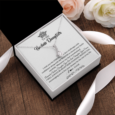 Alluring Beauty Necklace | Personalized To My Daughter Necklace From Dad Mom Straighten Your Crown Daughter Jewelry Birthday Graduation Christmas Customized Gift Box Message Card | teecentury