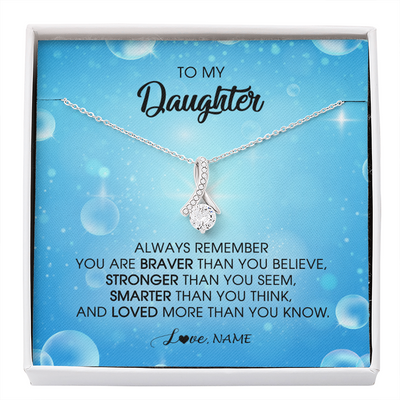 Alluring Beauty Necklace | Personalized To My Daughter Necklace From Mom Dad Always Remember You Are Braver Daughter Jewelry Birthday Graduation Christmas Customized Message Card | teecentury