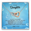 Interlocking Hearts Necklace | Personalized To My Daughter Necklace From Mom Dad Always Remember You Are Braver Daughter Jewelry Birthday Graduation Christmas Customized Message Card | teecentury