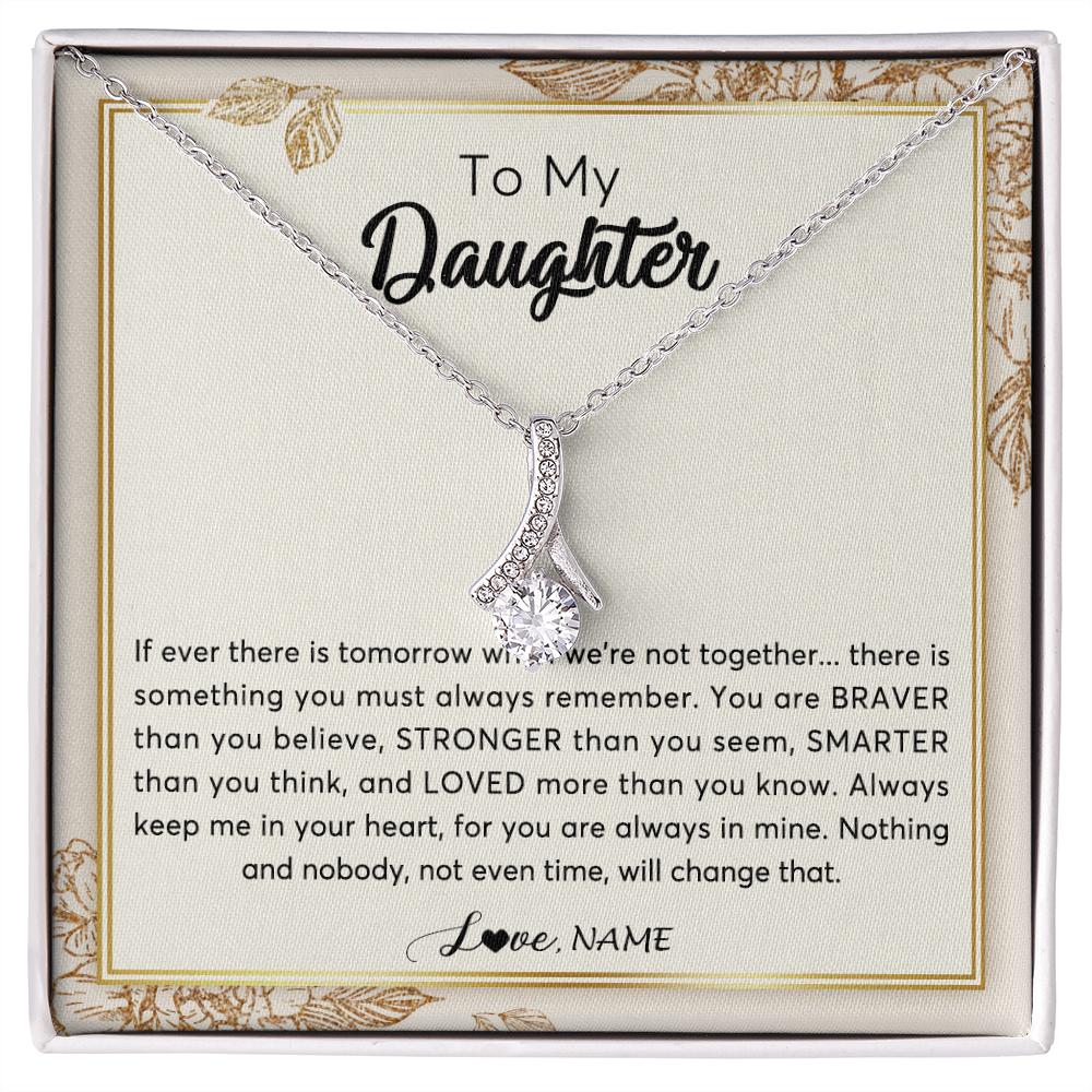 Alluring Beauty Necklace | Personalized To My Daughter Necklace From Mom Dad Braver Stronger Smarter Loved Daughter Jewelry Birthday Christmas Customized Gift Box Message Card | teecentury