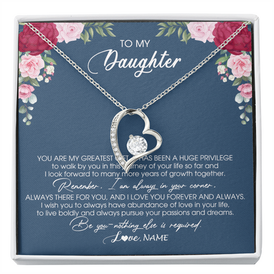 Forever Love Necklace | Personalized To My Daughter Necklace From Mom Dad Father You Are My Greatest Gift Daughter Birthday Christmas Customized Jewelry Gift Box Message Card | teecentury