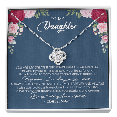 Love Knot Necklace | Personalized To My Daughter Necklace From Mom Dad Father You Are My Greatest Gift Daughter Birthday Christmas Customized Jewelry Gift Box Message Card | teecentury