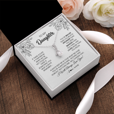 Alluring Beauty Necklace | Personalized To My Daughter Necklace From Mom Dad Father You're Braver Stronger Smarter Daughter Birthday Christmas Customized Jewelry Gift Box Message Card | teecentury