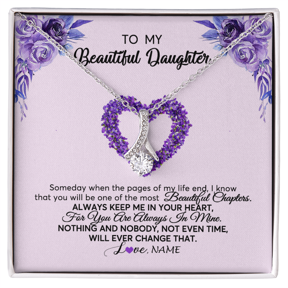 Alluring Beauty Necklace | Personalized To My Daughter Necklace From Mom Dad Flower Flower Always Keep Me In Your Heart Daughter Birthday Christmas Customized Gift Box Message Card | teecentury