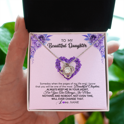 Love Knot Necklace | Personalized To My Daughter Necklace From Mom Dad Flower Flower Always Keep Me In Your Heart Daughter Birthday Christmas Customized Gift Box Message Card | teecentury