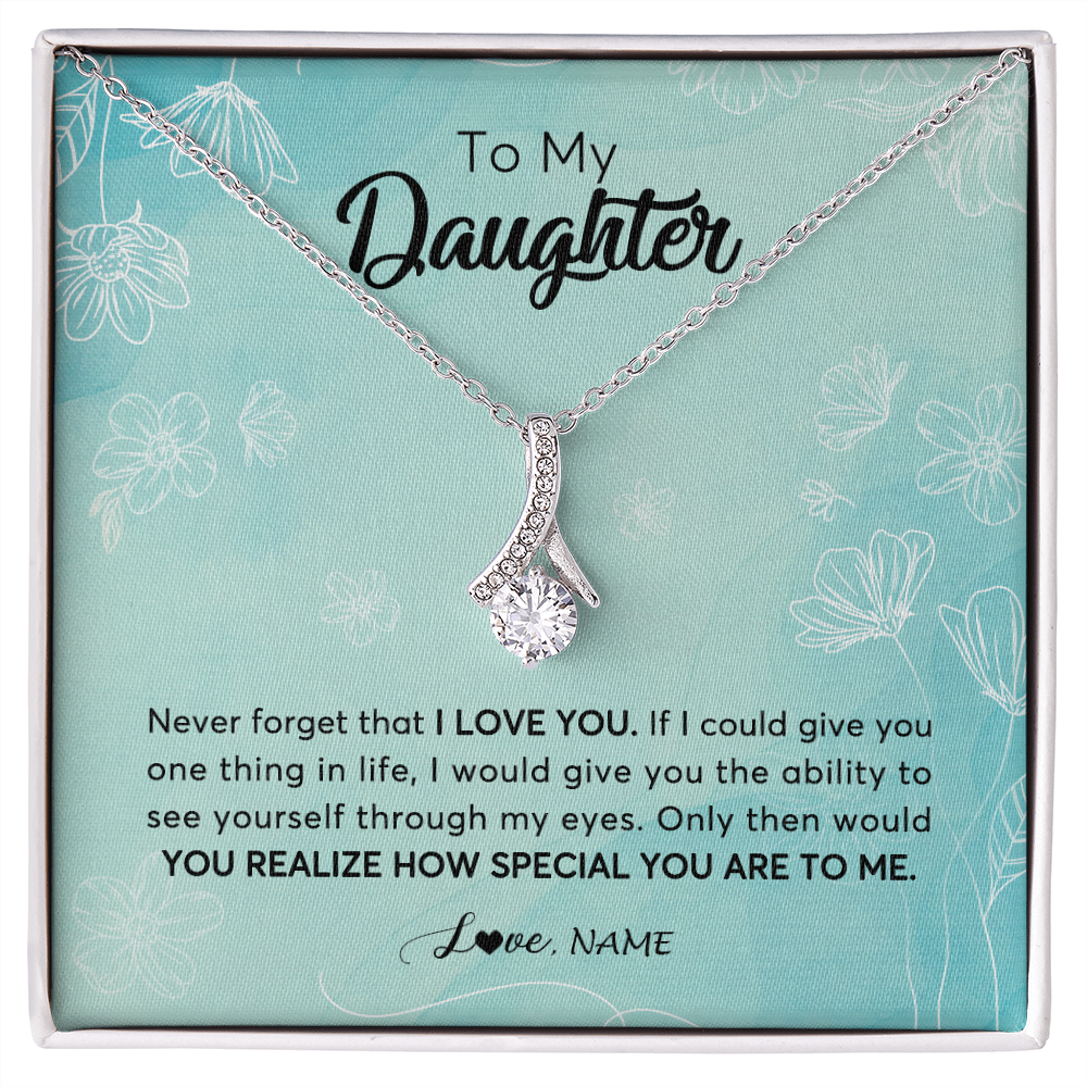 Alluring Beauty Necklace | Personalized To My Daughter Necklace From Mom Dad Flower Never Forget I Love You Daughter Graduation Birthday Christmas Customized Gift Box Message Card | teecentury