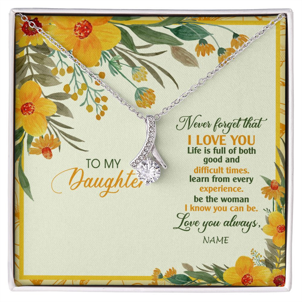 Alluring Beauty Necklace | Personalized To My Daughter Necklace From Mom Dad Flower Never Forget That I Love You Daughter Birthday Christmas Graduation Customized Gift Box Message Card | teecentury