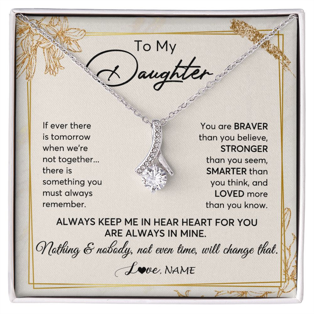 Alluring Beauty Necklace | Personalized To My Daughter Necklace From Mom Dad Mother Always Keep Me In Your Heart Daughter Birthday Graduation Christmas Customized Gift Box Message Card | teecentury