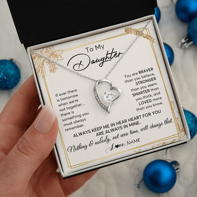 Forever Love Necklace | Personalized To My Daughter Necklace From Mom Dad Mother Always Keep Me In Your Heart Daughter Birthday Graduation Christmas Customized Gift Box Message Card | teecentury