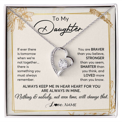 Forever Love Necklace | Personalized To My Daughter Necklace From Mom Dad Mother Always Keep Me In Your Heart Daughter Birthday Graduation Christmas Customized Gift Box Message Card | teecentury