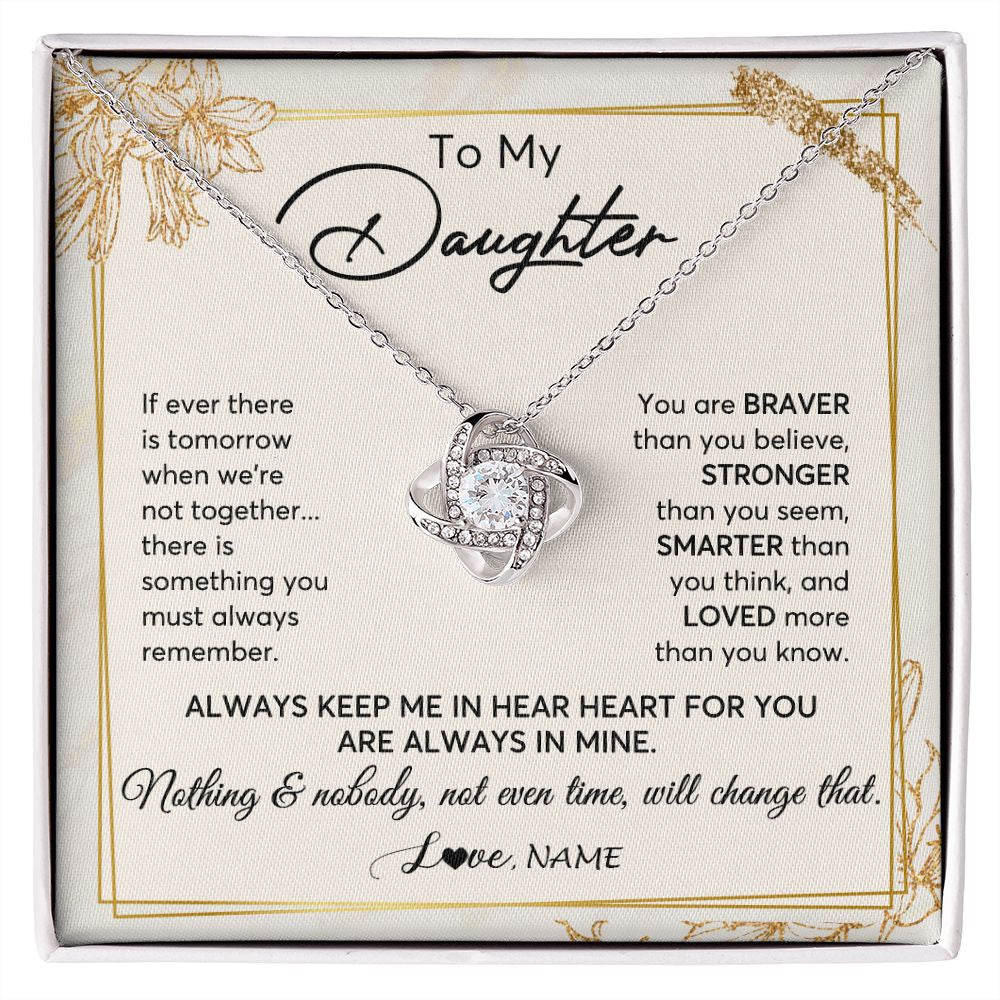 Love Knot Necklace | Personalized To My Daughter Necklace From Mom Dad Mother Always Keep Me In Your Heart Daughter Birthday Graduation Christmas Customized Gift Box Message Card | teecentury