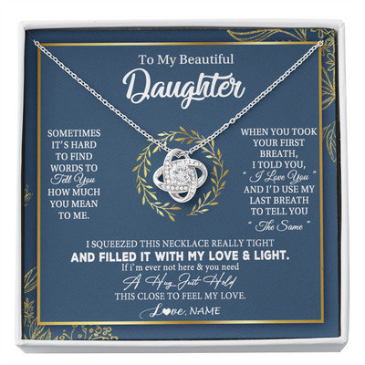 Love Knot Necklace | Personalized To My Daughter Necklace From Mom Dad Mother How Much You Mean To Me Gift For Daughter Birthday Graduation Christmas Customized Message Card | teecentury