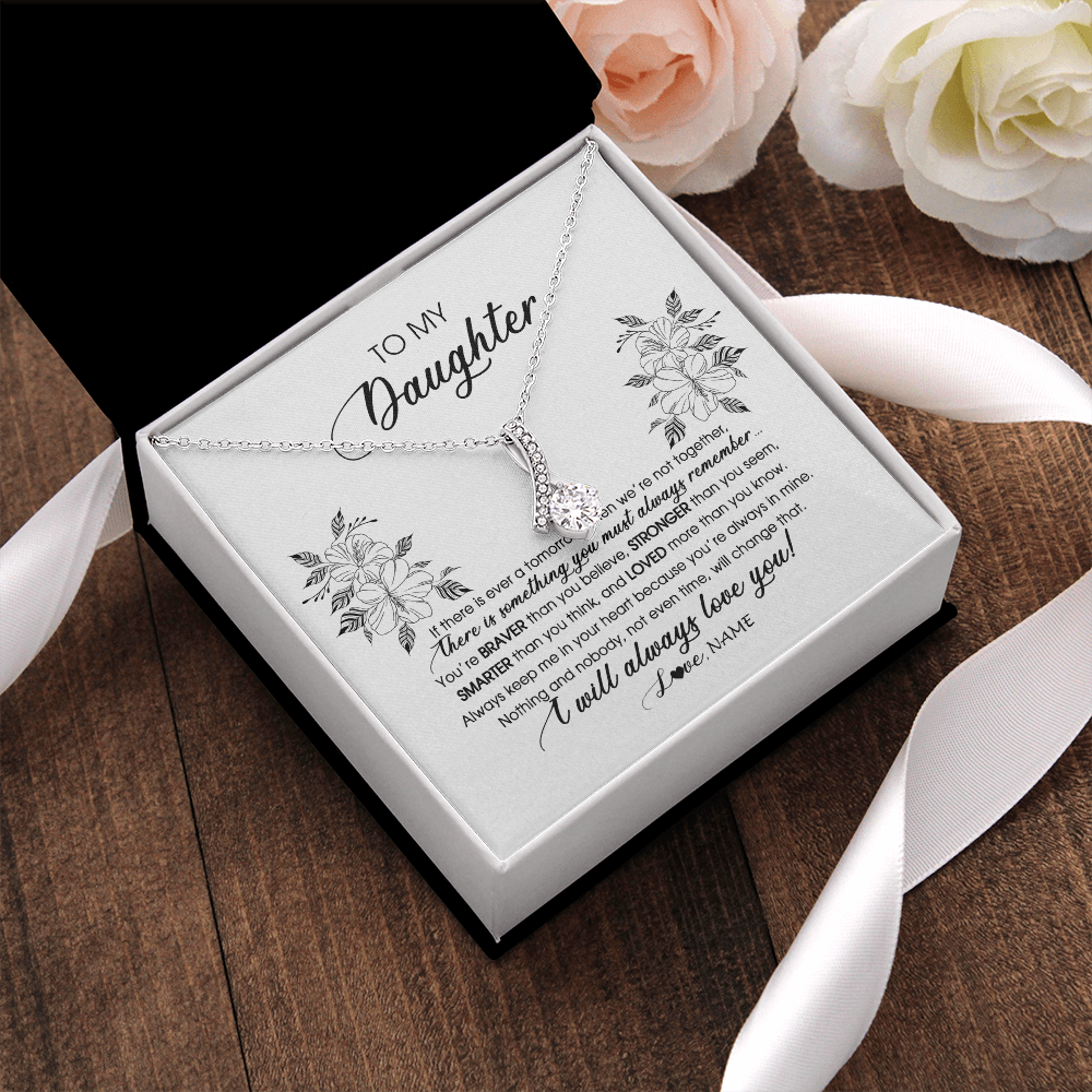 Alluring Beauty Necklace | Personalized To My Daughter Necklace From Mom Dad Mother Not Even Time Floral Daughter Birthday Graduation Christmas Customized Message Card | teecentury