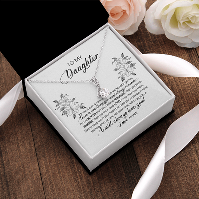 Alluring Beauty Necklace | Personalized To My Daughter Necklace From Mom Dad Mother Not Even Time Floral Daughter Birthday Graduation Christmas Customized Message Card | teecentury