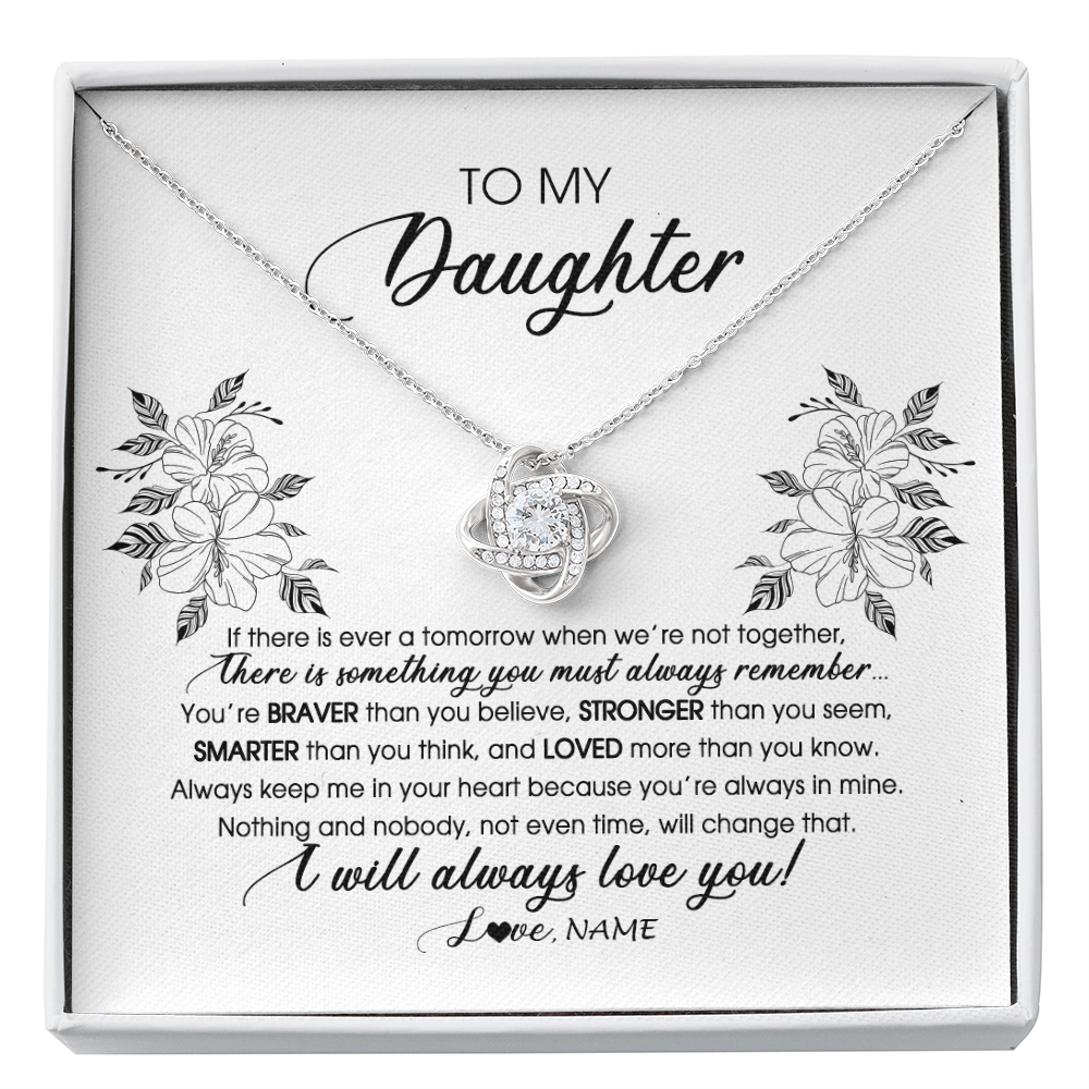 Love Knot Necklace | Personalized To My Daughter Necklace From Mom Dad Mother Not Even Time Floral Daughter Birthday Graduation Christmas Customized Message Card | teecentury