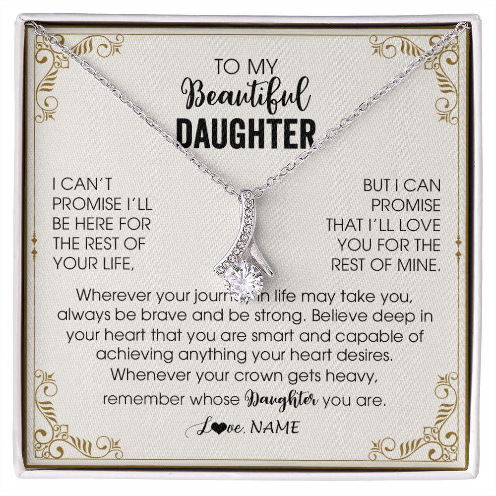 Alluring Beauty Necklace | Personalized To My Daughter Necklace From Mom Dad Mother Wherever Your Journey in Life Daughter Birthday Christmas Graduation Customized Gift Box Message Card | teecentury