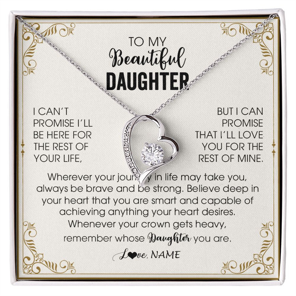 Forever Love Necklace | Personalized To My Daughter Necklace From Mom Dad Mother Wherever Your Journey in Life Daughter Birthday Christmas Graduation Customized Gift Box Message Card | teecentury