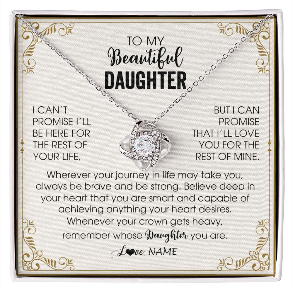 Love Knot Necklace | Personalized To My Daughter Necklace From Mom Dad Mother Wherever Your Journey in Life Daughter Birthday Christmas Graduation Customized Gift Box Message Card | teecentury