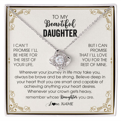 Love Knot Necklace | Personalized To My Daughter Necklace From Mom Dad Mother Wherever Your Journey in Life Daughter Birthday Christmas Graduation Customized Gift Box Message Card | teecentury