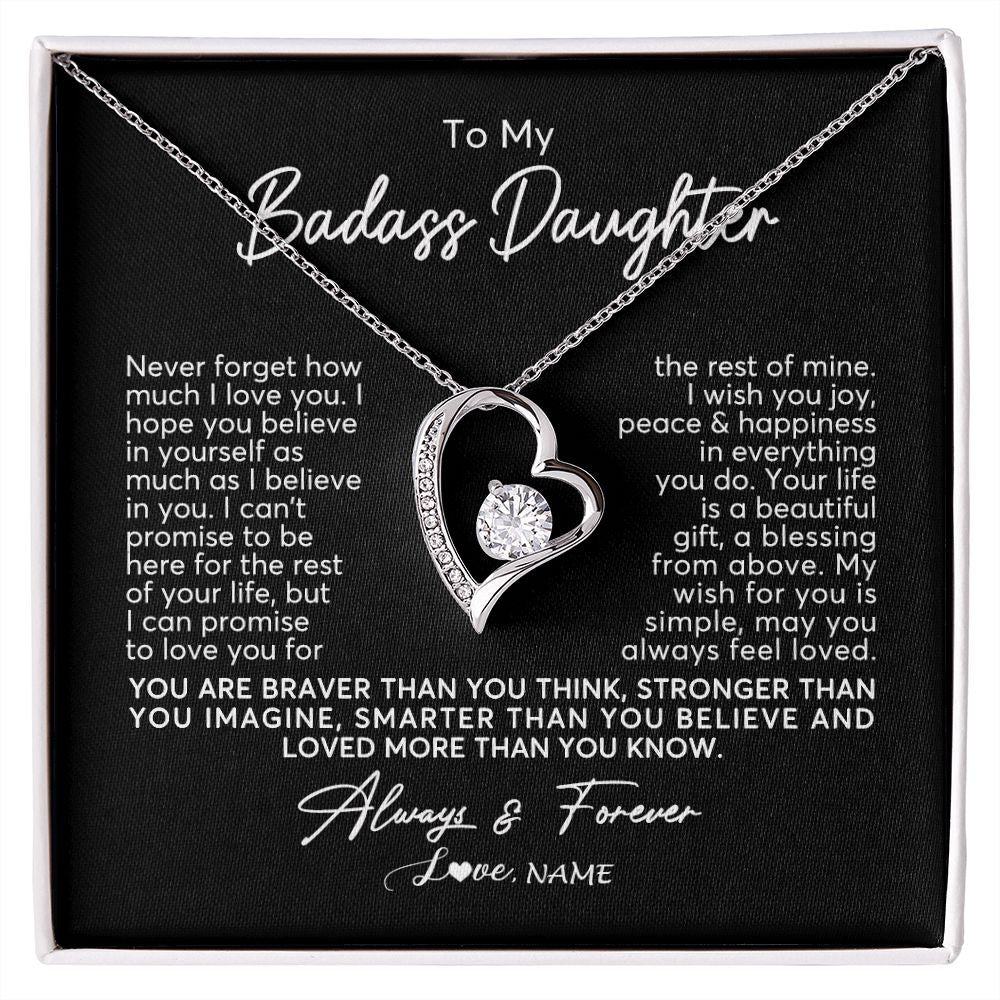 Forever Love Necklace | Personalized To My Daughter Necklace From Mom Dad Never Forget How Much I Love You Daughter Birthday Christmas Graduation Customized Gift Box Message Card | teecentury