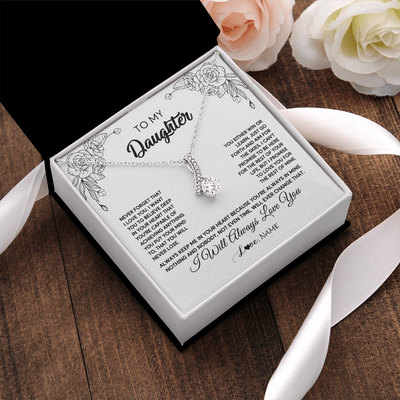 Alluring Beauty Necklace | Personalized To My Daughter Necklace From Mom Dad Never Forget That I Love You Daughter Birthday Christmas Jewelry Pendant Customized Gift Box Message Card | teecentury