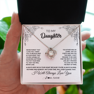 Love Knot Necklace | Personalized To My Daughter Necklace From Mom Dad Never Forget That I Love You Daughter Birthday Christmas Jewelry Pendant Customized Gift Box Message Card | teecentury