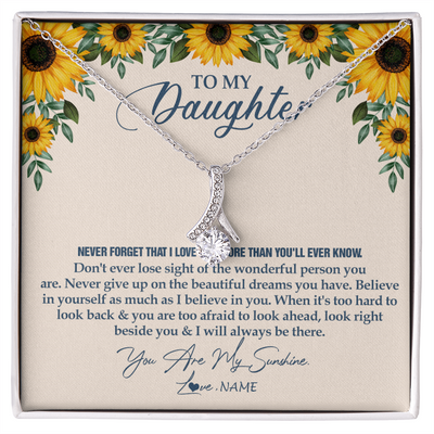 Alluring Beauty Necklace | Personalized To My Daughter Necklace From Mom Dad Sunflower You Are My Sunshine Daughter Jewelry Graduation Birthday Christmas Customized Gift Box Message Card | teecentury