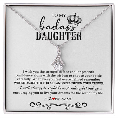Alluring Beauty Necklace | Personalized To My Daughter Necklace From Mom Dad Wish You The Strength Daughter Birthday Graduation Christmas Jewelry Customized Gift Box Message Card | teecentury