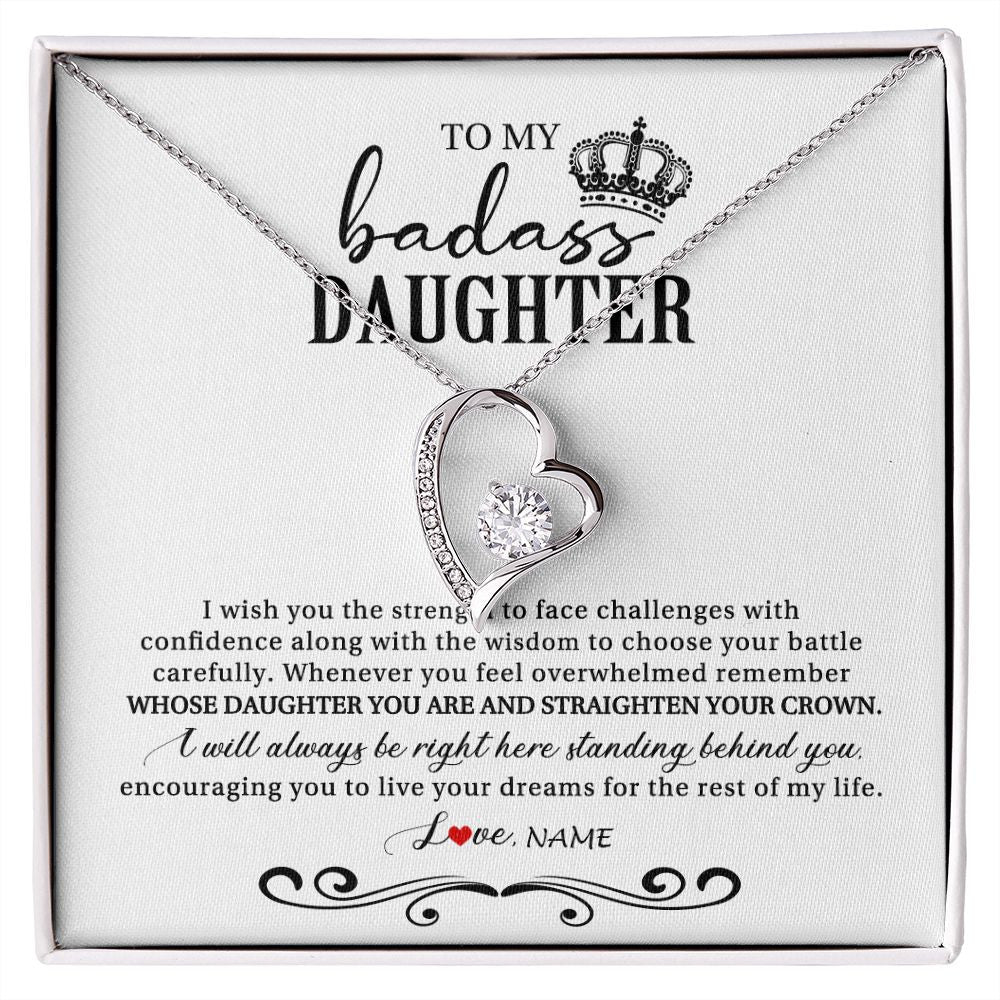Forever Love Necklace | Personalized To My Daughter Necklace From Mom Dad Wish You The Strength Daughter Birthday Graduation Christmas Jewelry Customized Gift Box Message Card | teecentury