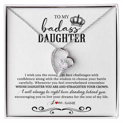 Forever Love Necklace | Personalized To My Daughter Necklace From Mom Dad Wish You The Strength Daughter Birthday Graduation Christmas Jewelry Customized Gift Box Message Card | teecentury