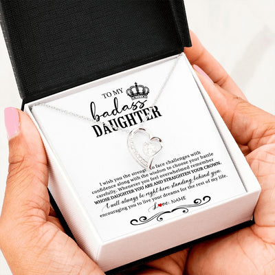 Forever Love Necklace | Personalized To My Daughter Necklace From Mom Dad Wish You The Strength Daughter Birthday Graduation Christmas Jewelry Customized Gift Box Message Card | teecentury