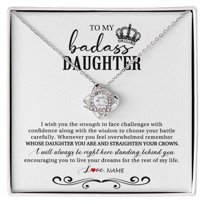 Love Knot Necklace | Personalized To My Daughter Necklace From Mom Dad Wish You The Strength Daughter Birthday Graduation Christmas Jewelry Customized Gift Box Message Card | teecentury