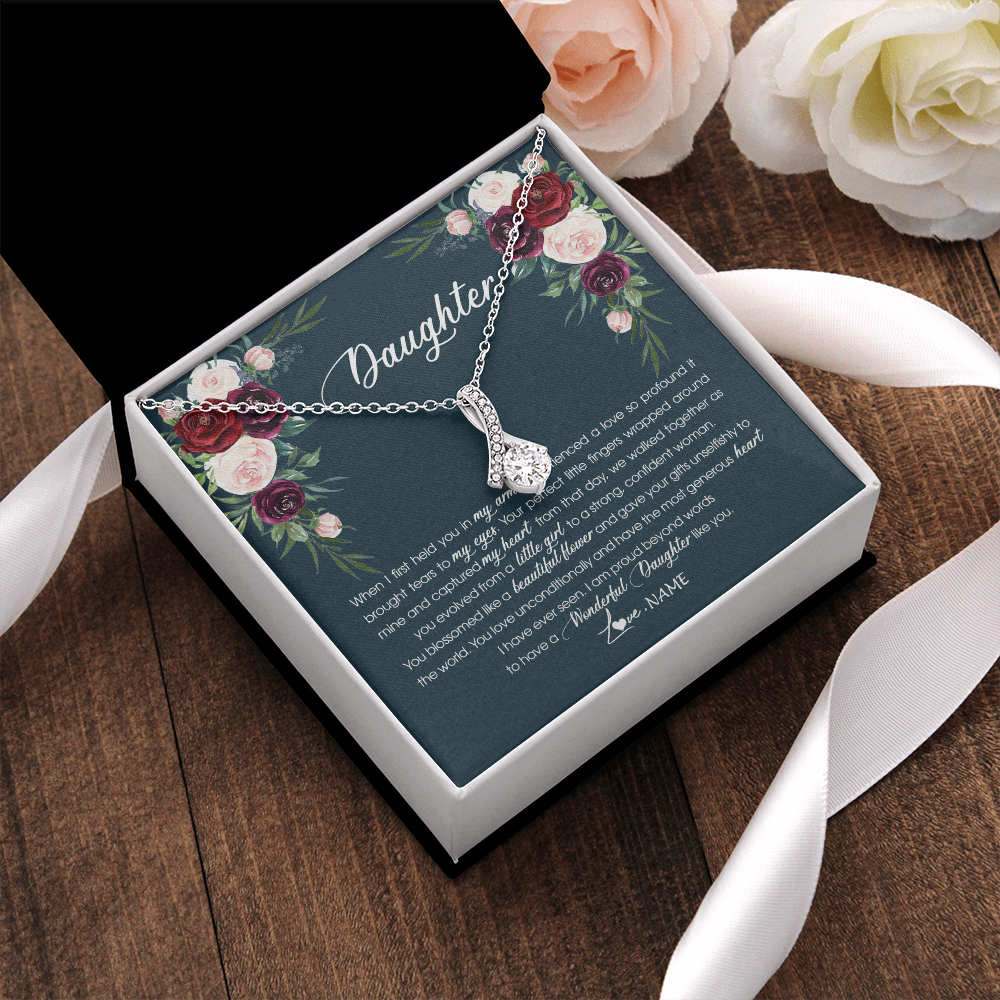 Alluring Beauty Necklace | Personalized To My Daughter Necklace From Mom Dad Wonderful Daughter Like You Daughter Birthday Graduation Christmas Jewelry Customized Gift Box Message Card | teecentury