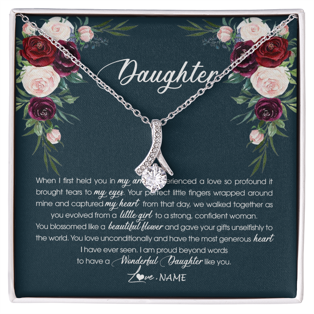 Alluring Beauty Necklace | Personalized To My Daughter Necklace From Mom Dad Wonderful Daughter Like You Daughter Birthday Graduation Christmas Jewelry Customized Gift Box Message Card | teecentury