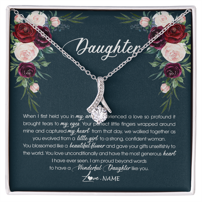 Alluring Beauty Necklace | Personalized To My Daughter Necklace From Mom Dad Wonderful Daughter Like You Daughter Birthday Graduation Christmas Jewelry Customized Gift Box Message Card | teecentury