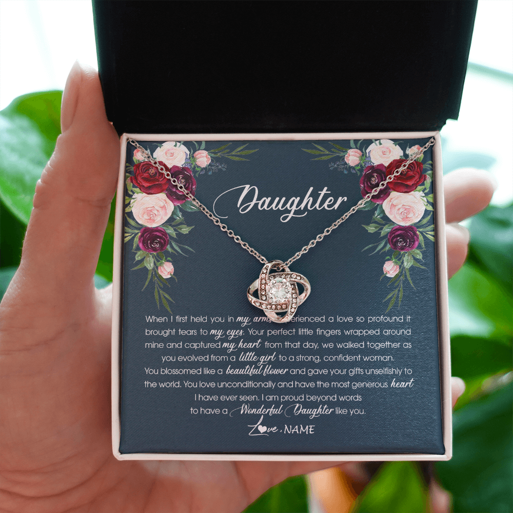 Love Knot Necklace | Personalized To My Daughter Necklace From Mom Dad Wonderful Daughter Like You Daughter Birthday Graduation Christmas Jewelry Customized Gift Box Message Card | teecentury