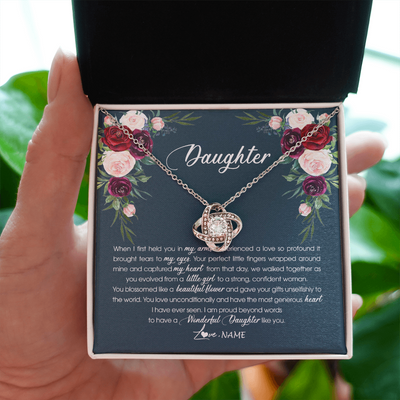 Love Knot Necklace | Personalized To My Daughter Necklace From Mom Dad Wonderful Daughter Like You Daughter Birthday Graduation Christmas Jewelry Customized Gift Box Message Card | teecentury