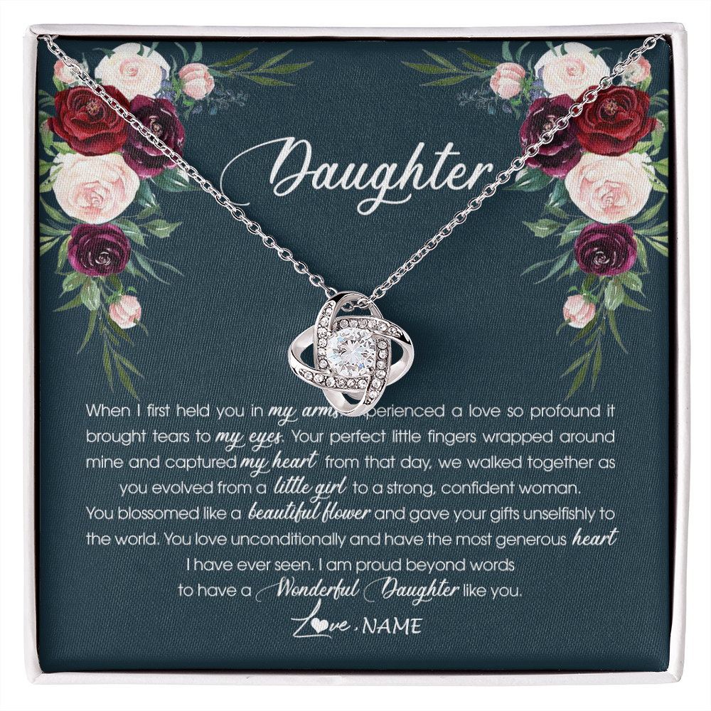 Love Knot Necklace | Personalized To My Daughter Necklace From Mom Dad Wonderful Daughter Like You Daughter Birthday Graduation Christmas Jewelry Customized Gift Box Message Card | teecentury