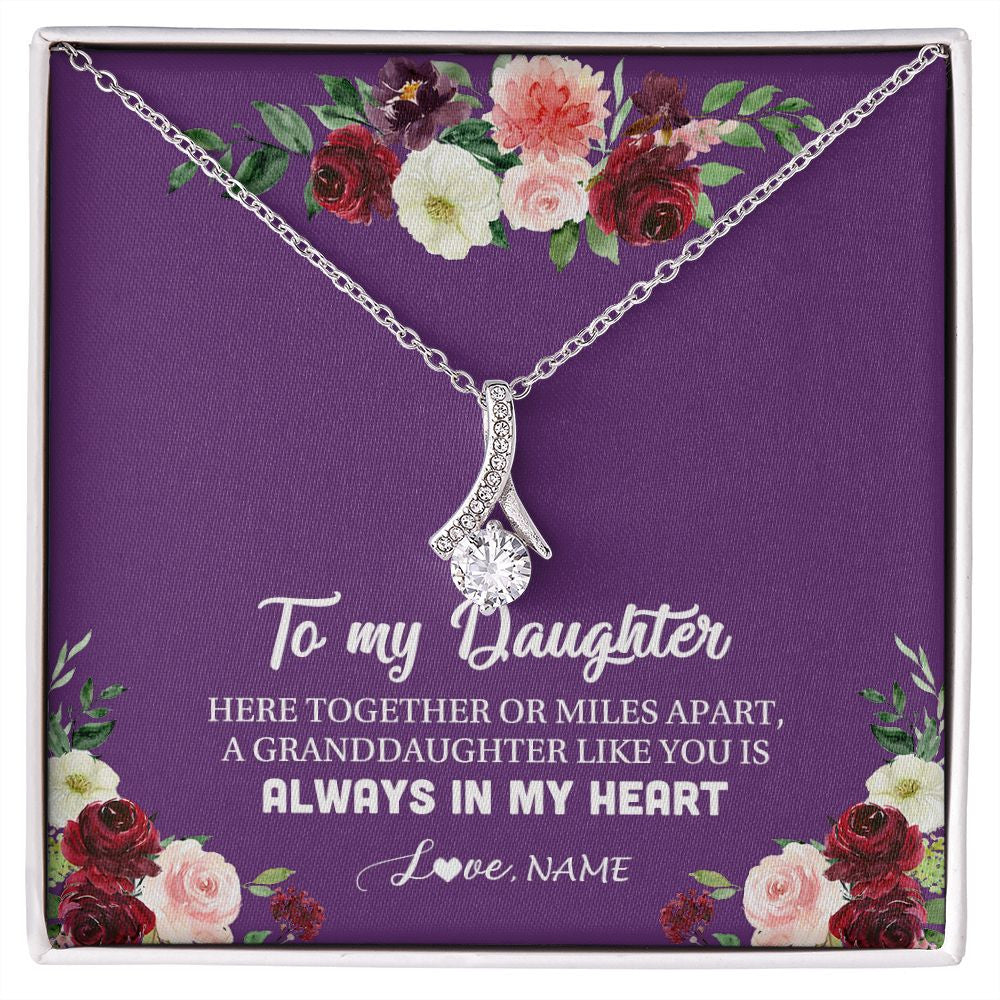 Alluring Beauty Necklace | Personalized To My Daughter Necklace From Mom Dad You Is Always In My Heart Daughter Birthday Christmas Graduation Customized Gift Box Message Card | teecentury