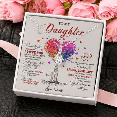 Alluring Beauty Necklace | Personalized To My Daughter Necklace From Mom Mother Colorful Tree Never Forget I Love You Daughter Birthday Christmas Customized Gift Box Message Card | teecentury