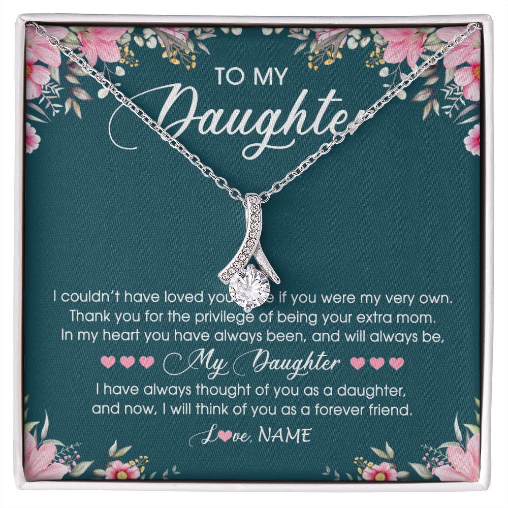 Alluring Beauty Necklace | Personalized To My Daughter Necklace From Mom Mother Flower Will Forever Friend Daughter Birthday Christmas Graduation Customized Gift Box Message Card | teecentury