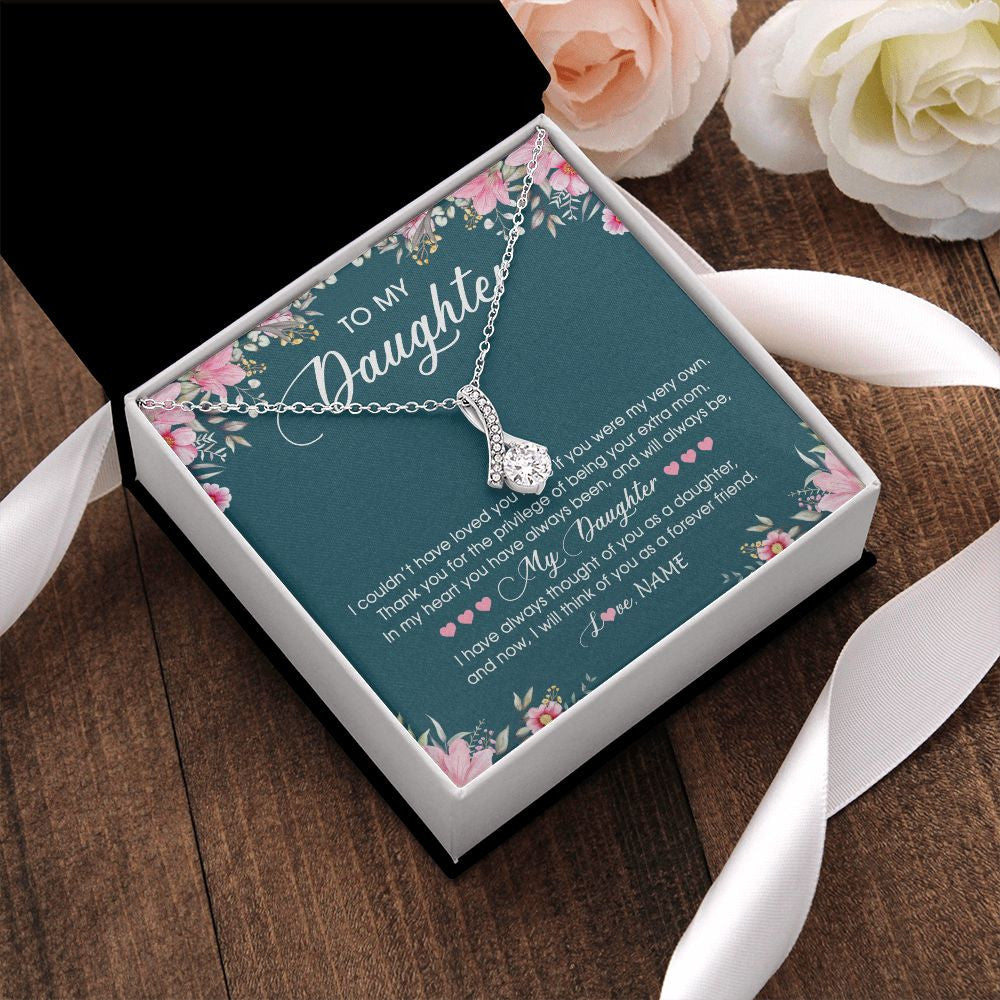 Alluring Beauty Necklace | Personalized To My Daughter Necklace From Mom Mother Flower Will Forever Friend Daughter Birthday Christmas Graduation Customized Gift Box Message Card | teecentury
