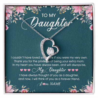 Forever Love Necklace | Personalized To My Daughter Necklace From Mom Mother Flower Will Forever Friend Daughter Birthday Christmas Graduation Customized Gift Box Message Card | teecentury