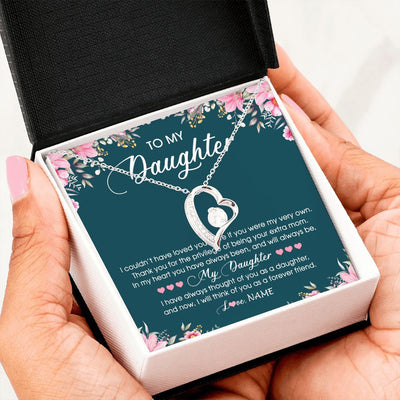 Forever Love Necklace | Personalized To My Daughter Necklace From Mom Mother Flower Will Forever Friend Daughter Birthday Christmas Graduation Customized Gift Box Message Card | teecentury