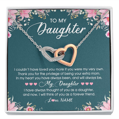 Interlocking Hearts Necklace | Personalized To My Daughter Necklace From Mom Mother Flower Will Forever Friend Daughter Birthday Christmas Graduation Customized Gift Box Message Card | teecentury