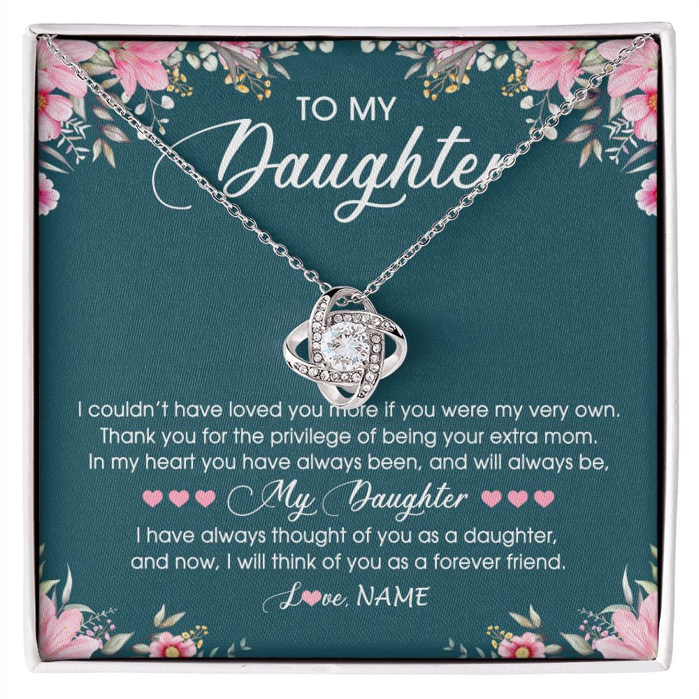 Love Knot Necklace | Personalized To My Daughter Necklace From Mom Mother Flower Will Forever Friend Daughter Birthday Christmas Graduation Customized Gift Box Message Card | teecentury