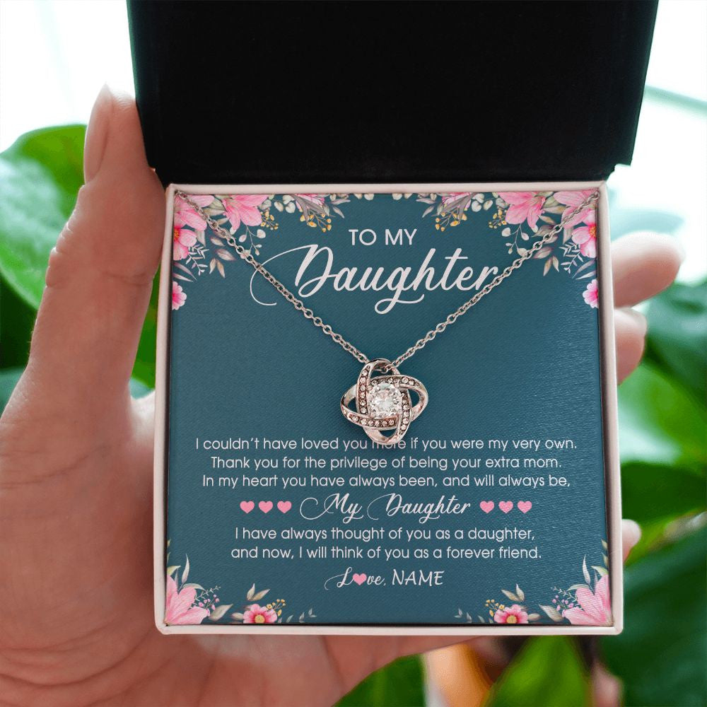 Love Knot Necklace | Personalized To My Daughter Necklace From Mom Mother Flower Will Forever Friend Daughter Birthday Christmas Graduation Customized Gift Box Message Card | teecentury