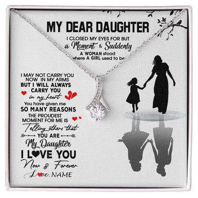 Alluring Beauty Necklace | Personalized To My Daughter Necklace From Mom Mother I Love You Letters For Her Daughter Birthday Graduation Christmas Customized Gift Box Message Card | teecentury